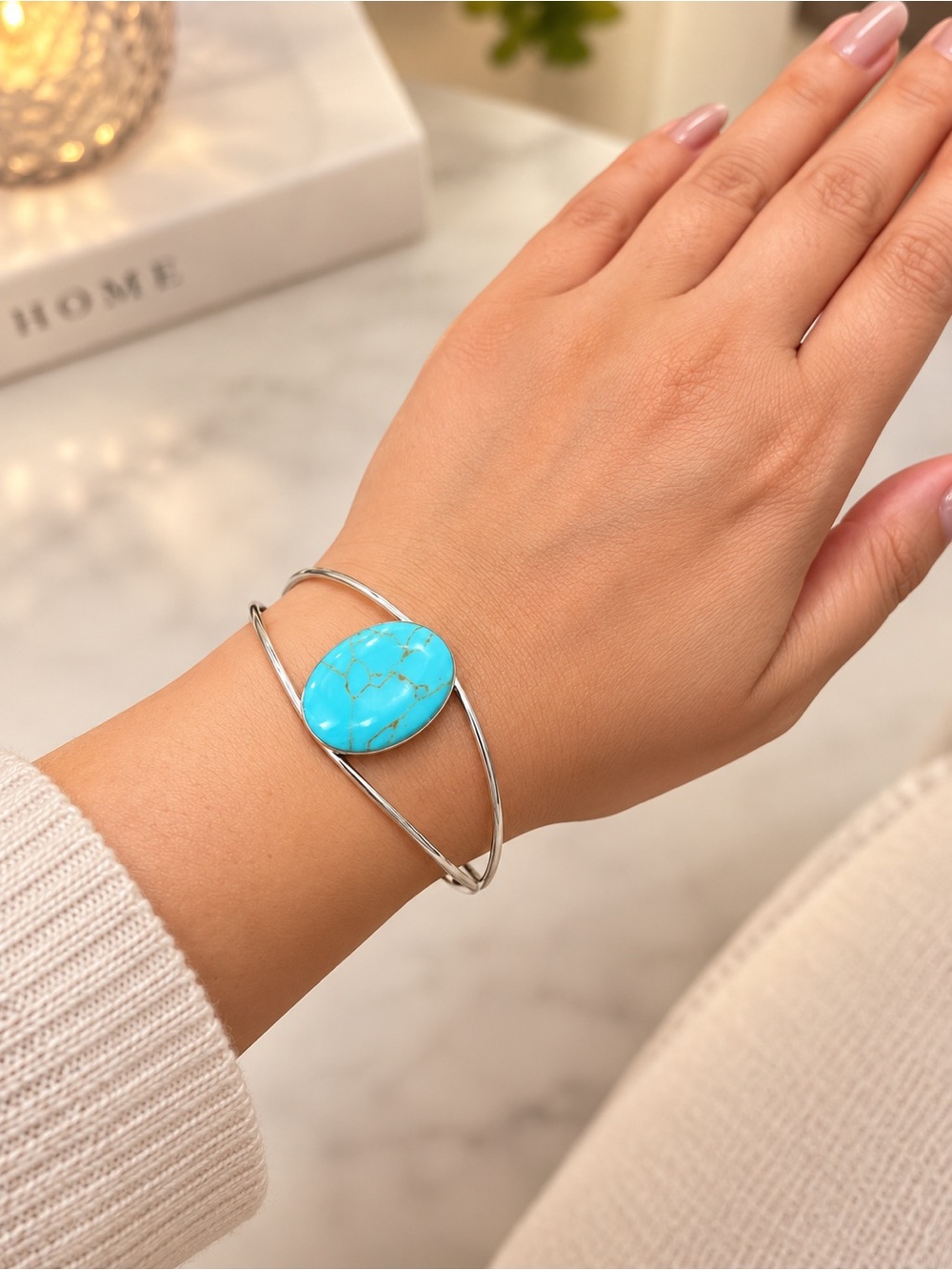 925s MEXICO STERLING SILVER VINTAGE NAVAJO INSPIRED TURQUOISE BRACELET